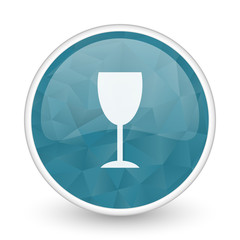 Alcohol  brillant crystal design round blue web icon.