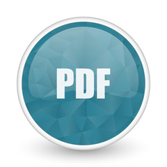 Pdf brillant crystal design round blue web icon.