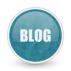 Blog brillant crystal design round blue web icon.