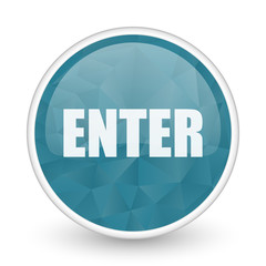 Enter brillant crystal design round blue web icon.