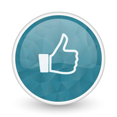 Like brillant crystal design round blue web icon.