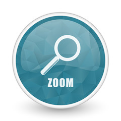 Zoom brillant crystal design round blue web icon.