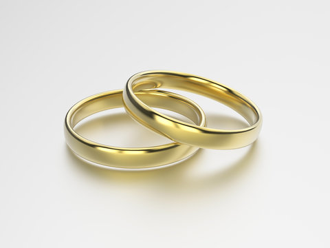 3D illustration gold wedding rings
