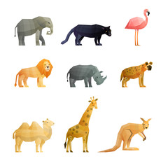 Southern Wild Animals Polygonal Icons Set