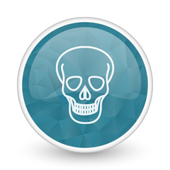 Skull brillant crystal design round blue web icon.