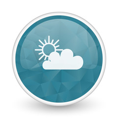 Cloud brillant crystal design round blue web icon.