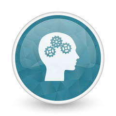 Head brillant crystal design round blue web icon.