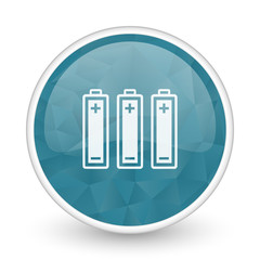 Battery brillant crystal design round blue web icon.