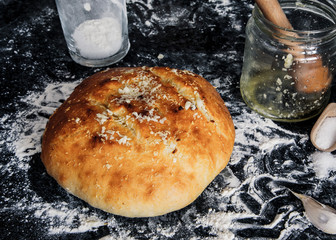 Freshly baked traditional white bread.