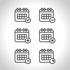 Calendar icons set. Vector illustration, flat design