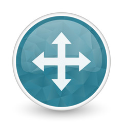 Arrow brillant crystal design round blue web icon.