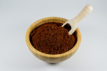A bowl of ground coffee