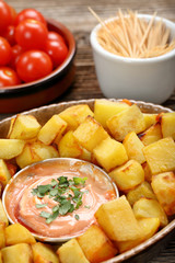 Patatas bravas traditional Spanish potatoes snack tapas