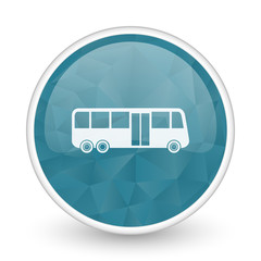 Bus brillant crystal design round blue web icon.