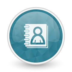 Address book brillant crystal design round blue web icon.