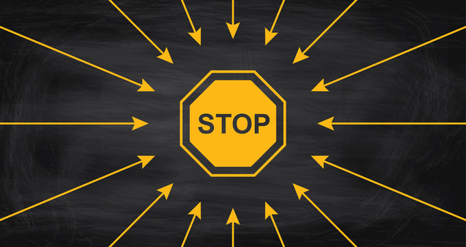 Pfeile zeigen auf STOP!