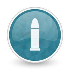 Ammunition brillant crystal design round blue web icon.