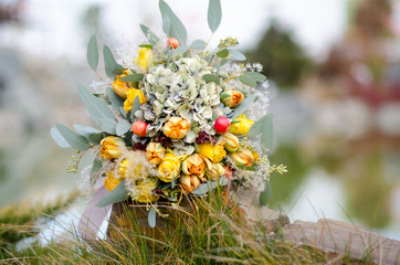 colorful autumn bouquet closeup