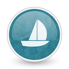 Yacht brillant crystal design round blue web icon.
