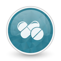 Medicine brillant crystal design round blue web icon.