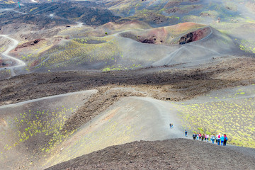Volcano Mount Etna and human for print