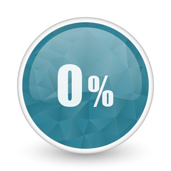 0 percent brillant crystal design round blue web icon.