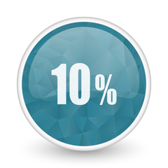 10 percent brillant crystal design round blue web icon.