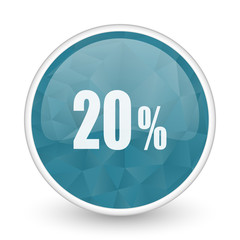 20 percent brillant crystal design round blue web icon.