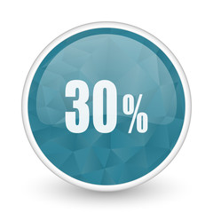 30 percent brillant crystal design round blue web icon.