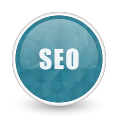 Seo brillant crystal design round blue web icon.