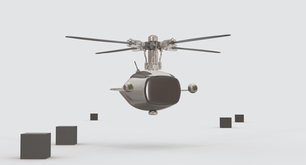 Fototapeta na wymiar drone with tv display 3D rendering