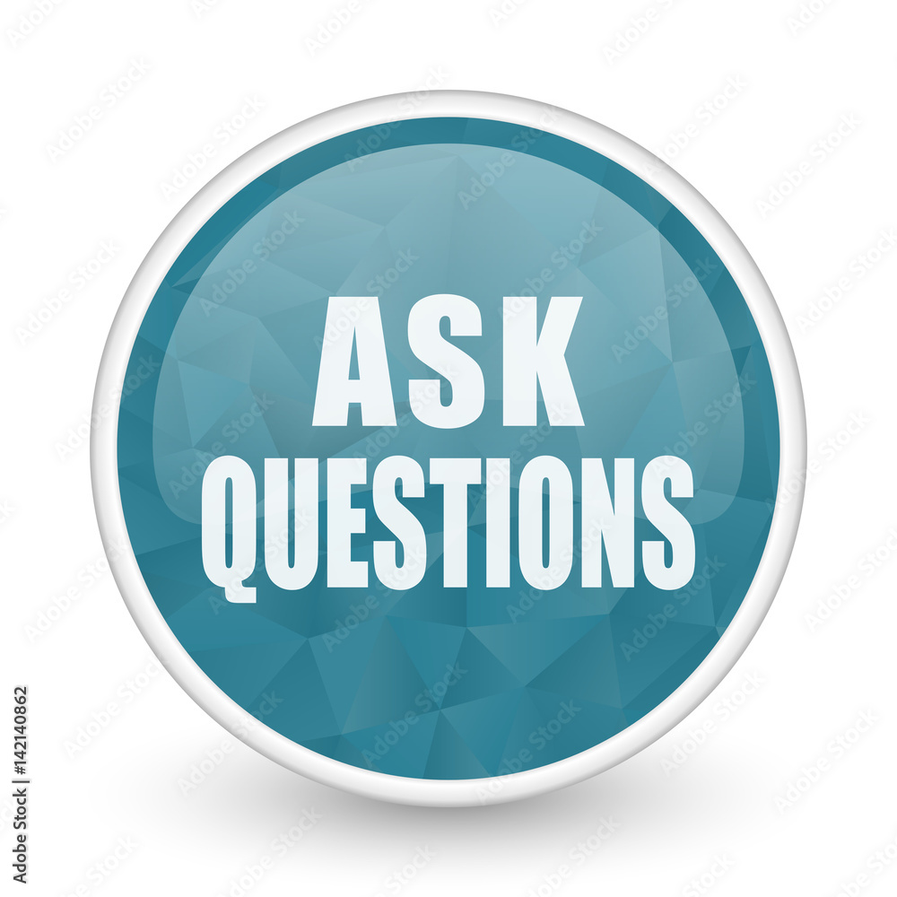 Poster ask questions brillant crystal design round blue web icon.