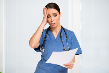 Nurse reading a document