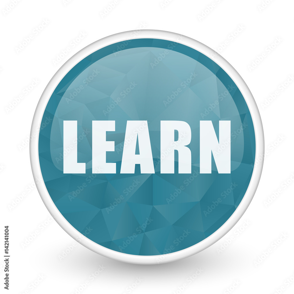 Poster learn brillant crystal design round blue web icon.