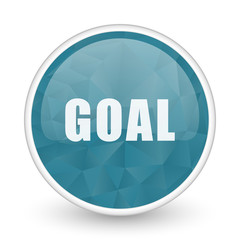 Goal brillant crystal design round blue web icon.