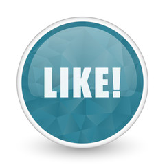 Like brillant crystal design round blue web icon.