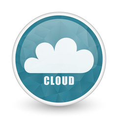 Cloud brillant crystal design round blue web icon.