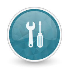 Tool brillant crystal design round blue web icon.