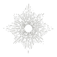 Fototapeta premium Retro sun bursts, Vintage radiant sun rays shape for logo, labels or emblems and typography decoration template vector Illustration isolated on white background.