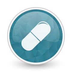 Drugs brillant crystal design round blue web icon.