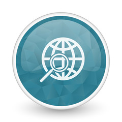 Search brillant crystal design round blue web icon.