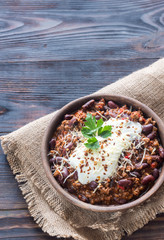 Bowl of chili con carne