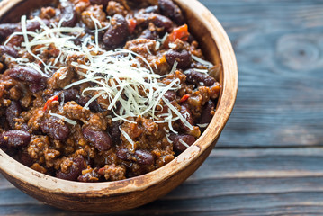 Bowl of chili con carne