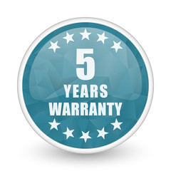 Warranty guarantee 5 year brillant crystal design round blue web icon.