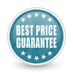 Best price guarantee brillant crystal design round blue web icon.