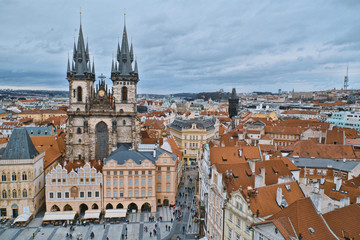 Fototapeta na wymiar Beautiful city of Prague- aerial view from Old Town Square