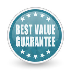 Best value guarantee brillant crystal design round blue web icon.