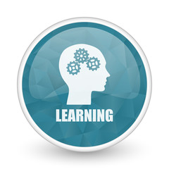 Learning brillant crystal design round blue web icon.