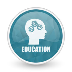 Education brillant crystal design round blue web icon.