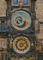 Fototapeta na wymiar One of the main attractions in Prague the astronomical clock at Old Town Square